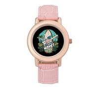 Surfboard Ride The Wave Women's Wrist Watch Fashion Wristwatches with Pink Strap Gifts for Women Mother Wife Birthday