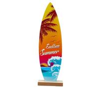 Surfboard Sign - 30cm Wooden Plaque Tropical Wall Decor Summer Party Centerpiece | Decorative Hanging Ornament