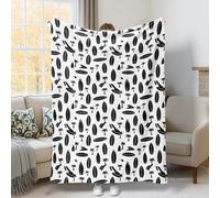 Surfboard Throw Blanket, Beach Tropical Palm Waves Summer Black Fleece Blankets Soft Cozy Decorative for Couch Sofa Bed Car Chair Office Desk 40x50 Inch