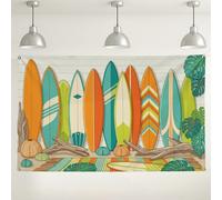 Surfboard Wall Backdrop, Colorful Tropical Beach Party Decorations, Summer Vivid Photography Background for Events and Celebrations 71x43 Inch