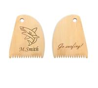 Surfboard Wax Comb Personalised Shark Sea Turtle Design Bamboo Wax Comb with Engraved Text, Surf Wax Comb with Hole, Surfboard Wax Removal Tool Gift for Men Women Surfer