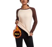 SURFEASY Thermal Tops Womens Fleece Lined Base Layer Top Undershirt Ladies Long Sleeve Underwear Soft Winter Warm Casual Fashion Shirt(Cream/Khaki,S)