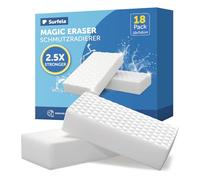 Surfela 18 Pack Magic Eraser Sponge for Walls - 10×7×2cm, White Magic Sponges for Cleaning with 2.5X Stronger, Melamine Sponge for All Household Surfaces, Kitchens, Bathrooms, Walls, Shoes