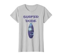 Surfer Dude, Surfer, Boys Surfing T-Shirt, Women, Silver Grey, X-Large