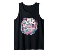 Surfer Girl Womens Surfing California Hawaii Surfboard Waves Tank Top