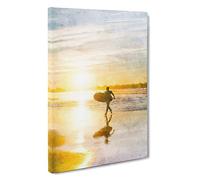 Surfer on a Spanish Beach Canvas Print | Gallery Wrapped 30mm Frame Wall Art | 30x20 inches | Ready to Hang | Coastal Seascape Picture | Living Room Bedroom Lounge Office