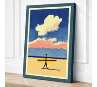 Surfer on Sandy Shore Coastal Canvas Wall Art Print 30x20 Inch