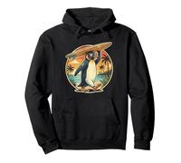 Surfer Penguin Aloha Hawaiian Surfing Tropical Beach Summer Pullover Hoodie