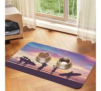 Surfer People Print Pet Feeding Mat For Dogs & Cats Absorbent Waterproof Dog Food Mat Non-Slip Pet Bowl Placemat Quick Dry Floor Protector Leather Tablecloth