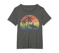 Surfer Retro Men Boys Beach Summer Cool Surfing Vintage Surf T-Shirt, Women's Plus, Asphalt Grey, 1X
