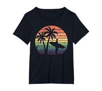 Surfer Retro Men Boys Beach Summer Cool Surfing Vintage Surf T-Shirt, Women's Plus, Black, 5X