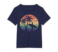 Surfer Retro Men Boys Beach Summer Cool Surfing Vintage Surf T-Shirt, Women's Plus, Navy Blue, 2X