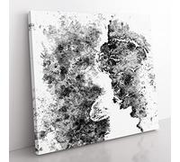 Surfer Riding the Wave Abstract Art Modern Canvas Wall Art Print Ready to Hang, Framed Picture for Living Room Bedroom Home Office Décor, 50x50 cm (20x20 Inch)