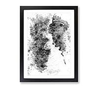 Surfer Riding The Wave Abstract Art Modern Framed Print | A3 Black Framed Wall Art | Ready to Hang | Abstract Nautical Picture | Living Room Bedroom Lounge Office