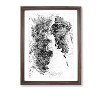 Surfer Riding The Wave Abstract Art Modern Framed Print | A4 Walnut Framed Wall Art | Ready to Hang | Abstract Nautical Picture | Living Room Bedroom Lounge Office