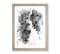 Surfer Riding The Wave Abstract Art Modern Framed Wall Art Print, Ready to Hang Picture for Living Room Bedroom Home Office Décor, Oak A3 (34 x 46 cm)