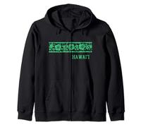 Surfer Style Tropical Hibiscus Bird of Paradise HAWAII Green Zip Hoodie