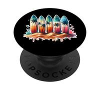 Surfer Surfboard Beach Summer Retro Hawaiian Ocean Tropics PopSockets Adhesive PopGrip
