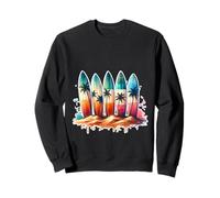 Surfer Surfboard Beach Summer Retro Hawaiian Ocean Tropics Sweatshirt