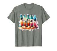 Surfer Surfboard Beach Summer Retro Hawaiian Ocean Tropics T-Shirt