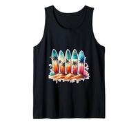 Surfer Surfboard Beach Summer Retro Hawaiian Ocean Tropics Tank Top