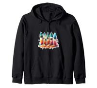 Surfer Surfboard Beach Summer Retro Hawaiian Ocean Tropics Zip Hoodie