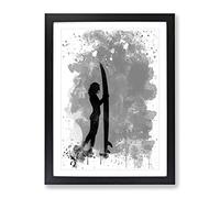 Surfer Surfboard Surfing Sunset V4 Modern Framed Wall Art Print, Ready to Hang Picture for Living Room Bedroom Home Office Décor, Black A4 (34 x 25 cm)