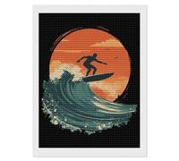 Surfer Surfing Riding The Wave Sunset Diamond Art Painting Kits for 5D Gem Arts Paint Picture Home Wall Decor