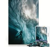 Surfer Under A Wave Jigsaw Puzzles for Teenagers 1000 Pieces Logic Game Home Pastime Precise Cut Festival Gift (38x52cm)