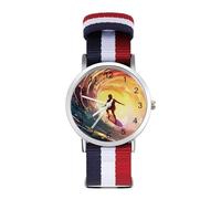 Surfer Wave Sunlight Sport Watch for Men Women Nylon Strap Wrist Watch Analog Quartz Watch