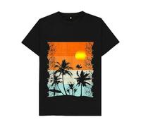 Surfers at Beach Palm Trees Retro Vintage T-Shirt for Men