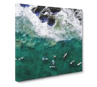 Surfers At Byron Bay In Australia Canvas Print | Gallery Wrapped 30mm Frame Wall Art | 14x14 inches | Ready to Hang | Modern Picture | Living Room Bedroom Lounge Office