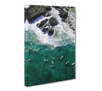 Surfers At Byron Bay In Australia Canvas Print | Gallery Wrapped 30mm Frame Wall Art | 30x20 inches | Ready to Hang | Modern Picture | Living Room Bedroom Lounge Office