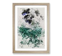 Surfers at Byron Bay in Australia Watercolour Framed Print | A2 Oak Framed Wall Art | Ready to Hang | Modern Historical Picture | Living Room Bedroom Lounge Office