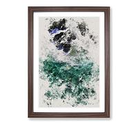 Surfers at Byron Bay in Australia Watercolour Framed Print | A2 Walnut Framed Wall Art | Ready to Hang | Modern Historical Picture | Living Room Bedroom Lounge Office