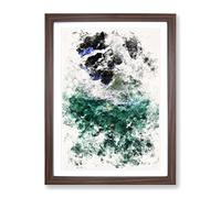 Surfers At Byron Bay In Australia Watercolour Modern Framed Print | A3 Walnut Framed Wall Art | Ready to Hang | Modern Historical Picture | Living Room Bedroom Lounge Office