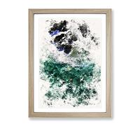 Surfers At Byron Bay In Australia Watercolour Modern Framed Wall Art Print, Ready to Hang Picture for Living Room Bedroom Home Office Décor, Oak A2 (64 x 46 cm)