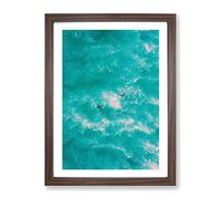 Surfers In Brazil Modern Framed Print | A2 Walnut Framed Wall Art | Ready to Hang | Modern Nature Picture | Living Room Bedroom Lounge Office