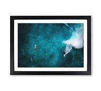 Surfers in Hawaii Painting Framed Print | A2 Black Framed Wall Art | Ready to Hang | Modern Historical Picture | Living Room Bedroom Lounge Office
