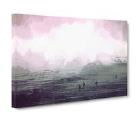 Surfers in The Water Canvas Print | Gallery Wrapped 30mm Frame Wall Art | 30x20 inches | Ready to Hang | Abstract Picture | Living Room Bedroom Lounge Office