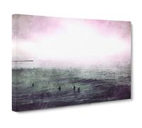 Surfers In The Water Canvas Print | Gallery Wrapped 30mm Frame Wall Art | 30x20 inches | Ready to Hang | Modern Picture | Living Room Bedroom Lounge Office