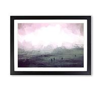 Surfers in The Water in Abstract Framed Print | A2 Black Framed Wall Art | Ready to Hang | Abstract Fantasy Picture | Living Room Bedroom Lounge Office