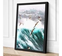 Surfers in Turquoise Coastal Canvas Wall Art Print 18x12 Inch | Ready to Hang, Gallery Wrapped, Fade-Resistant Inks, Securely Packaged, UK Made