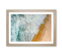 Surfers on The Gold Coast in Abstract Framed Print | A2 Oak Framed Wall Art | Ready to Hang | Abstract Beach Picture | Living Room Bedroom Lounge Office