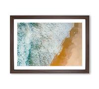 Surfers on The Gold Coast in Abstract Framed Print | A2 Walnut Framed Wall Art | Ready to Hang | Abstract Beach Picture | Living Room Bedroom Lounge Office