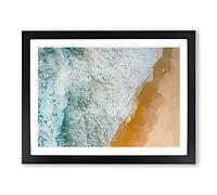 Surfers On The Gold Coast In Abstract Modern Art Framed Print | A2 Black Framed Wall Art | Ready to Hang | Abstract Beach Picture | Living Room Bedroom Lounge Office