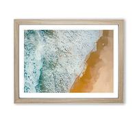 Surfers On The Gold Coast In Abstract Modern Art Framed Print | A2 Oak Framed Wall Art | Ready to Hang | Abstract Beach Picture | Living Room Bedroom Lounge Office