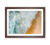 Surfers On The Gold Coast In Abstract Modern Art Framed Print | A3 Walnut Framed Wall Art | Ready to Hang | Abstract Beach Picture | Living Room Bedroom Lounge Office