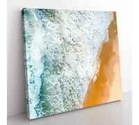 Surfers on the Gold Coast in Abstract Modern Canvas Wall Art Print Ready to Hang, Framed Picture for Living Room Bedroom Home Office Décor, 50x50 cm (20x20 Inch)