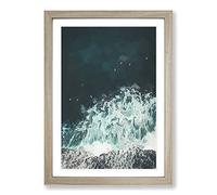 Surfers Waiting for Waves in Bali in Abstract Framed Print | A2 Oak Framed Wall Art | Ready to Hang | Abstract Nautical Picture | Living Room Bedroom Lounge Office